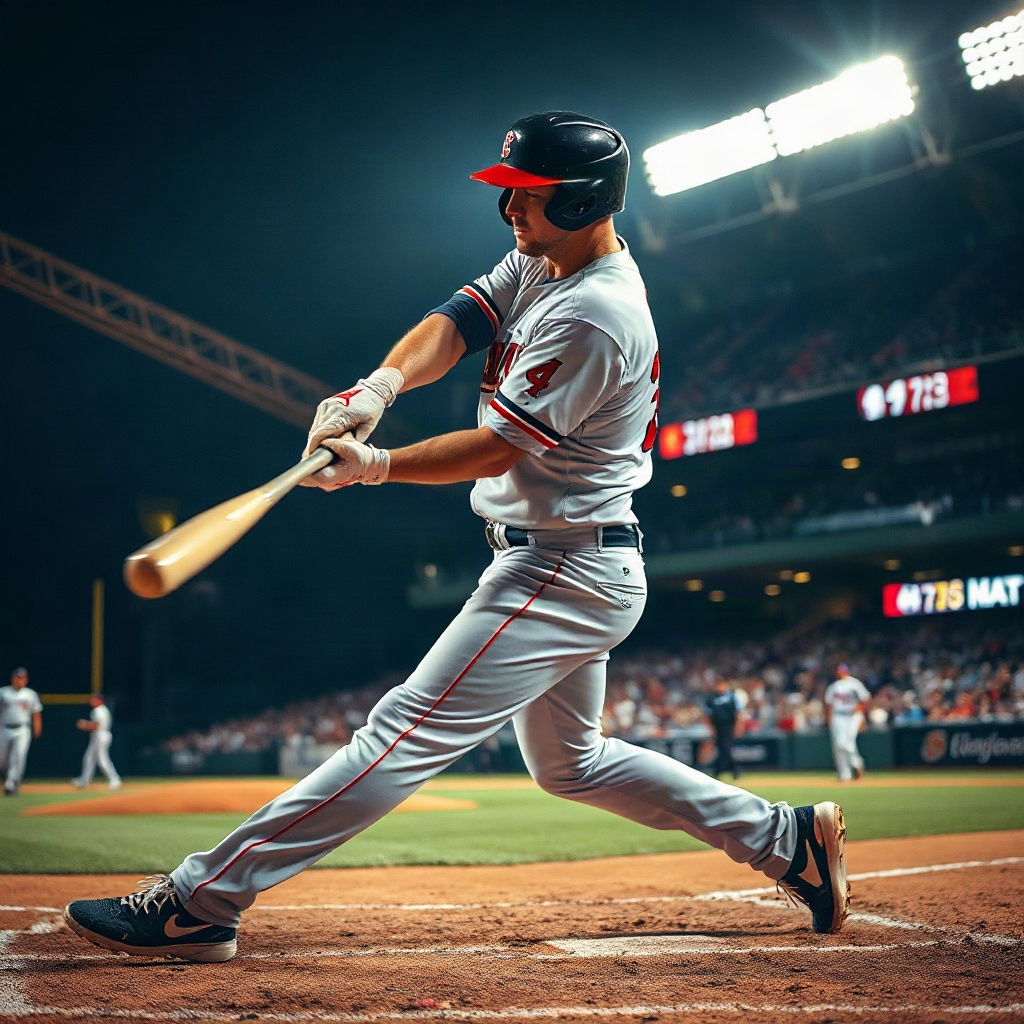 Player driving a hard line drive